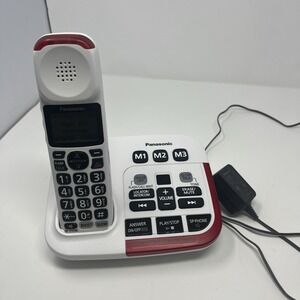 Panasonic KX-TGM420Amplified Cordless Phone & Answering System White Red